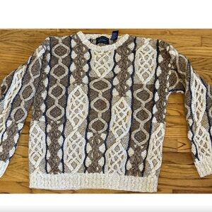 Men's Crewneck Sweater - Brown and Cream